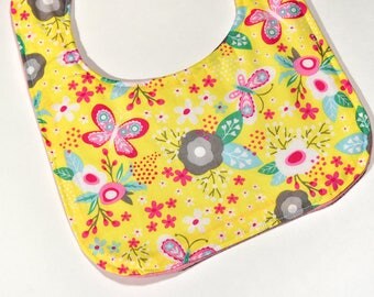 Baby Girl Bib Infant Bib Baby Accessories Baby Shower Gift Baby Bib Drool Cute Flowers Butterflies, New Mom