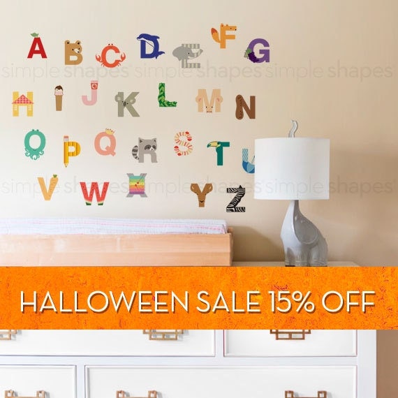 Alphabet Wall Stickers Alphabet Animals Peel and Stick Wall