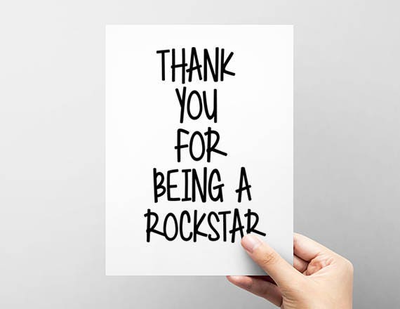 Thank You Card. Rockstar Thanks Card. Funny Thank You Card.