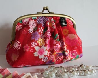 Red & pink metal frame coin purse - Miya