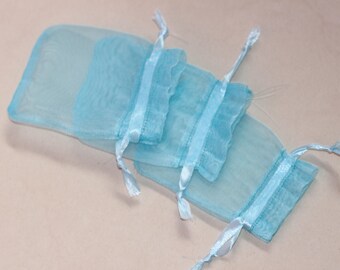 100 Light Blue bags aqua bags organza bag jewelry bag 3x4