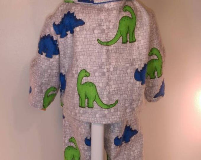 Flannel Dinosaur print boy doll pajamas for 18 inch dolls boy, girl