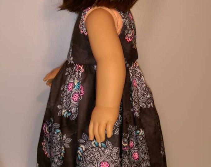 Sugar skull print sleeveless doll dress fits 18 inch dolls like American Girl