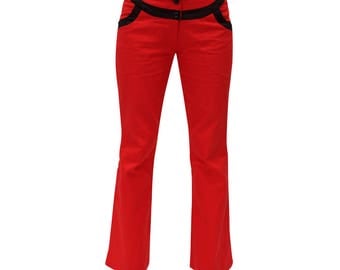 Pant Janis, red and black gabardine