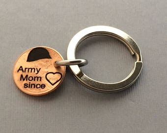 Army Mom since Penny - Army Keychain - Soldier Mom - Army Gift - Military Gift - Army Necklace - Army Jewelry -
