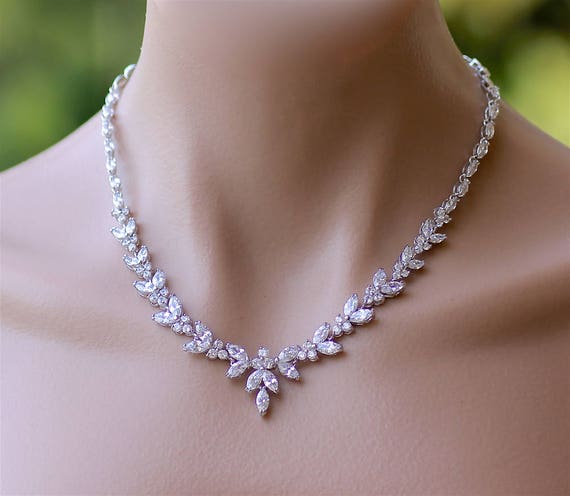 Crystal Necklace Crystal Bridal Necklace Crystal Wedding 8505