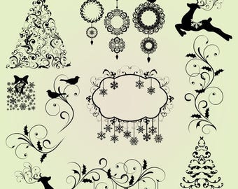 BACK TO SCHOOL Sale Christmas Clip Art Clipart Christmas Silhouettes Clip Art Clipart - Commercial Use