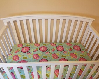 Beautiful floral crib sheet, girl crib sheet made to order