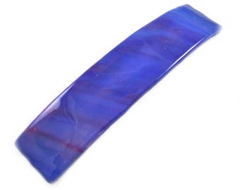 Tiffany Barrette - 3.5" / 9cm - Bright Blue Purple Cloudy Streaks of Violet Cobalt Swirled Fused Glass