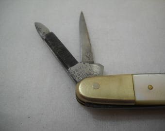 Vintage Pauls Brothers Cutlery 4 Blade Pocket Knife Nail File Mother Of Pearl FREE SHIPPING