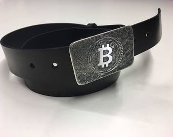 Bitcoin Belt Buckle - Etched and Welded Stainless Steel - Handmade