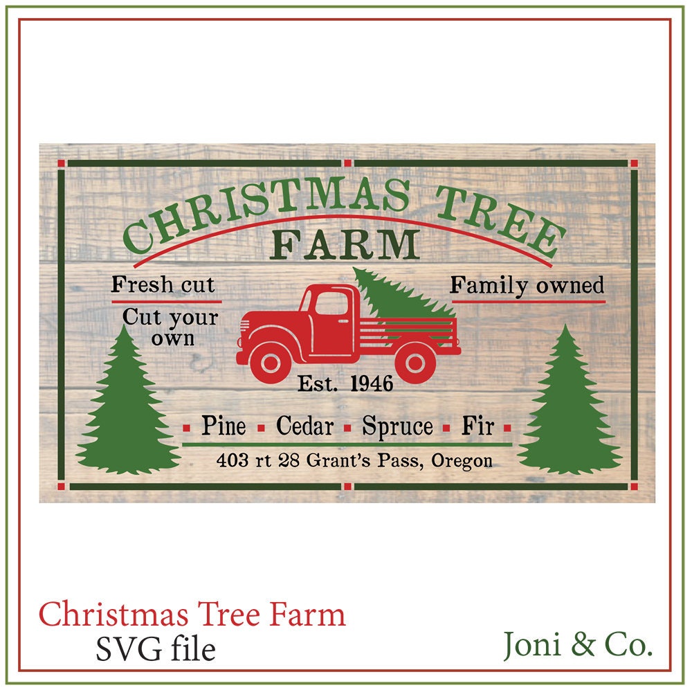 Download Christmas Tree Truck Farm Sign SVG Red truck svg Rustic