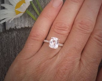3.51ct Non Heated Cushion Pink Champagne Sapphire Rose Gold Engagement Ring