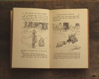 Vintage Winnie the Pooh book illustrated by E. H. Shepard The House at Pooh Corner by A. A. Milne, vintage children's book.