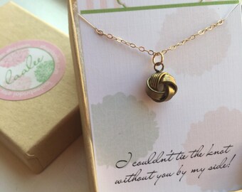 Tie the Knot Necklace, Love Knot Jewelry, Bridesmaid Gift, Gold Knot Necklace