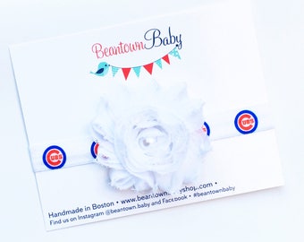 Chicago Cubs Baby Girl Gift, Chicago Cubs Baby Headband, Chicago Cubs Baby Bow, Chicago Cubs Newborn Headband. Chicago Baby Gift