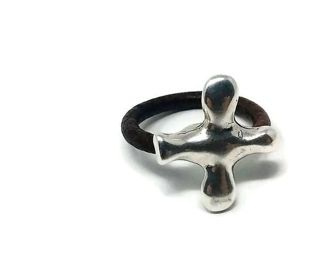 Leather Ring, silver Ring, Handmade Ring, bohemian ring, boho gift, bird Leather Ring, Womens Leather Ring, Hippie Ring, Boho Ring