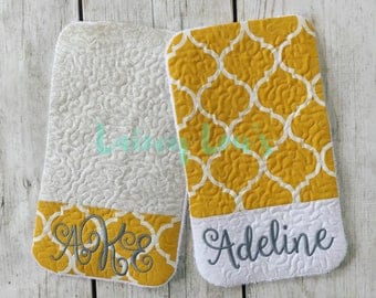 Set of 2 Monogrammed Burp Cloths - Personalized Burp Cloths - Baby Shower Gift