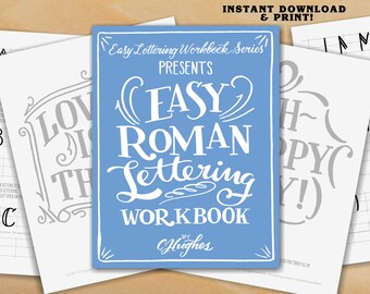Freehand Roman Letter Capitals Practice worksheets - Hand Drawn Lettering Workbook - Learn Hand Lettering - Roman Capitals Practice Sheets