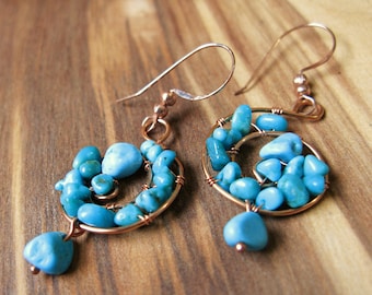 Turquoise Canyon Copper Wirework Earrings