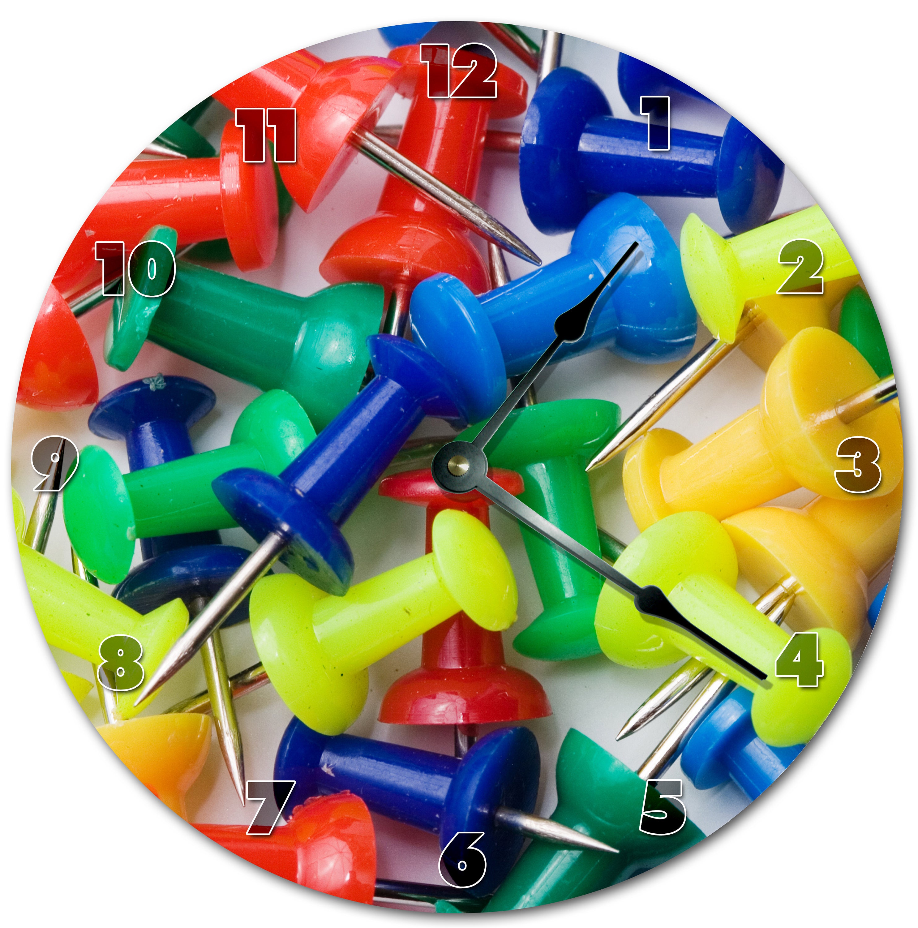 10.5 PUSH PINS Clock Colorful Clock Living Room