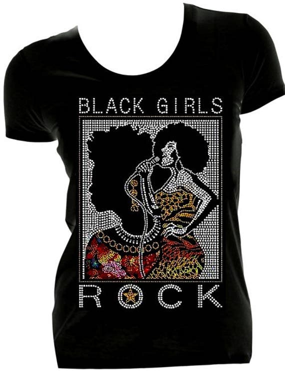 Black Girls Rock Ladies Fitted Rhinestone T-shirts. African