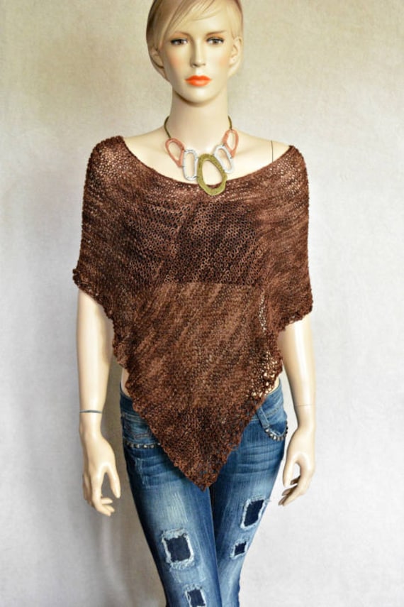 Knitted Cover Up Women Poncho Brown Poncho Knitted Poncho
