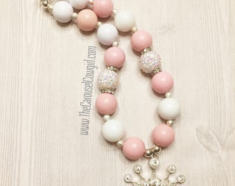 Princess Bubblegum Necklace, Crown Necklace, Chunky Necklace, Princess Crown Necklace, Infant Photo Prop, Toddler Necklace, Royalty