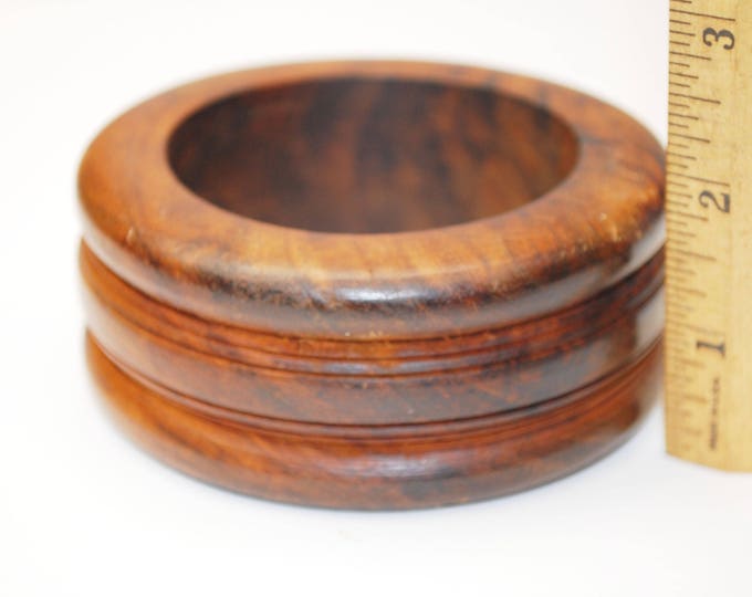 Large Chunky Wood Bangle - Dark cherry Wood - Boho - wide bracelet