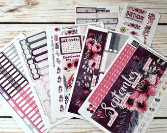 September Monthly 2017 CALENDAR PAGES Kit, "Your Own Beautiful" September Monthly planner stickers kit fits EC Life 2016-17 & 2017-18