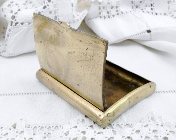 Antique French Brass Pocket Snuff Box, Hip Flask Shaped, Trench Art Tobacco Tin, Primitive Home Decor, Collectible French Country Decor Antique French Brass Pocket Snuff Box, Hip Flask Shaped, Trench Art Tobacco Tin, Primitive Home Decor, Collectible French Country Decor