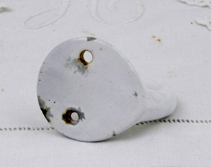 Vintage French Cast Iron White Enamel Hook, Industrial Entrance Hall Fixtures, Retro Enamelware Bathroom Decor, Shabby Chateau Chic Home Vintage French Cast Iron White Enamel Hook, Industrial Entrance Hall Fixtures, Retro Enamelware Bathroom Decor, Shabby Chateau Chic Home