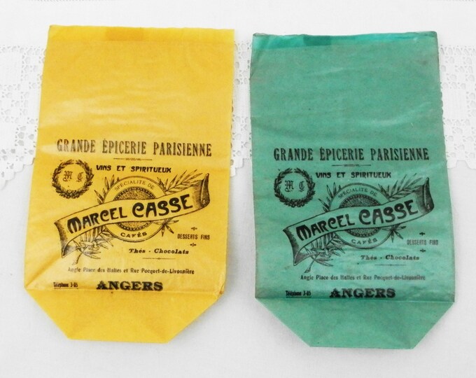 Vintage Unused "Grande Epicerie Parisienne" Bags for Coffee Made of Grease Proof Paper for Marcel Casse in Anger, Brocante from Paris