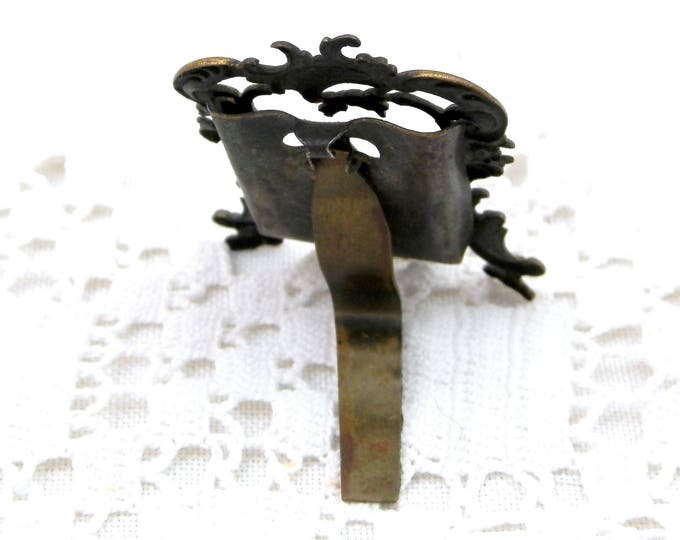 Very Small Antique Silver and Gold Plated Portrait Frame, Tiny French Victorian Metal Easel Standing Embossed Picture Frame