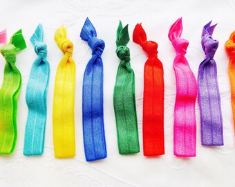 RAINBOW BRIGHT ~ set of ten elastic hair ties