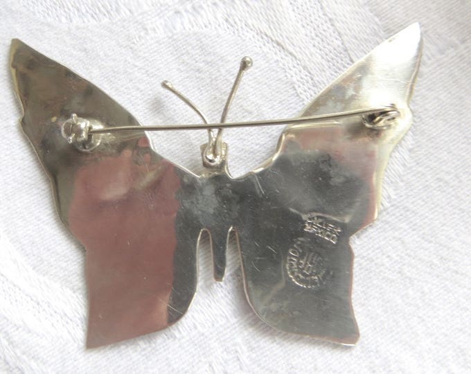 Vintage Butterfly Brooch, Sterling Butterfly Pin, Abalone Shell, Mexico Silver, Butterfly Jewelry, Bugs and Insects