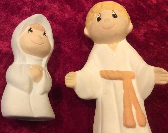 Nativity Scene Enesco Bisque Precious Moments Nativity Christmas Manger Vintage 1981 and Holiday Figurines Set