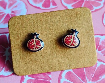 Pomegranate Stud Earrings / Fruit Earrings / Kawaii Earrings