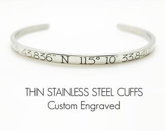 Thin Cuff - Engraved Bracelet - Skinny Cuff - Personalized Jewelry - Custom Engraving - Bangle Bracelet - Custom Jewelry - Minimalist