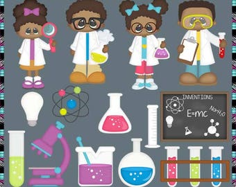 Little Scientists AA 2017, Science Lab, Children, Kids - Instant Download - Commercial Use Digital Clipart Elements Graphics Set