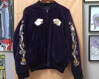 Vintage Thule Greenland Sukajan Souvenir Jacket Thule Air Force Base Top of the World 1950's 1960's 1970's Made in Japan Hand Embroidered