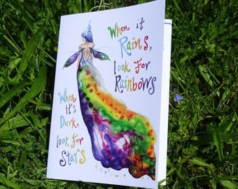 Rainbow Maker/Gratitude Journal/When it Rains, look for Rainbows/Inspirational Quote/A5 Notebook/Journal/Fairy Notepad/Fairy art/Faerie art