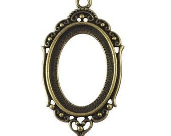 5 supports cabochon Pendant (18x25mm) 43x22mm Antique Bronze x