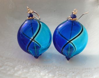 Blue Murano Blown Glass Earrings
