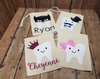 Tooth Fairy Bags - tooth storage bag - personalized
