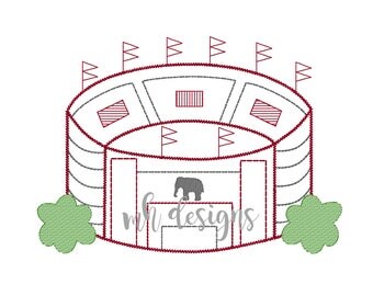 Bryant Denny stadium embroidery design in 4 sizes, Vintage stitch Alabama football stadium, Alabama embroidery file, Bean stitch stadium