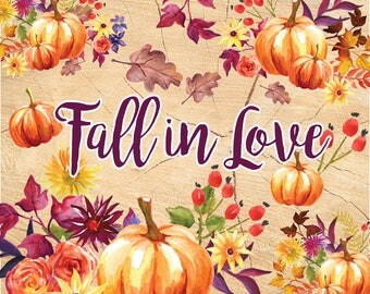 Fall Clip Art / Watercolor Pumpkin / Autumn flowers. Fall flowers, wedding clip art, digital clipart, hand painted bouquets