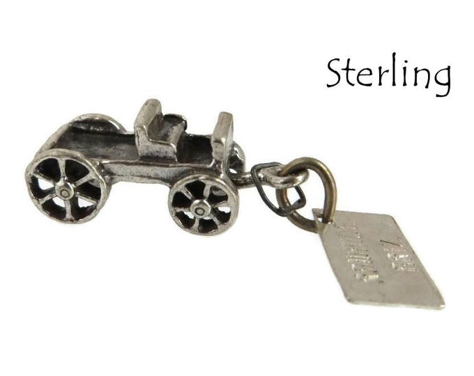 Sterling Silver Wagon Charm, Bell Sterling Charm, Vintage 3D Charm, Rawhide Arizona Pendant