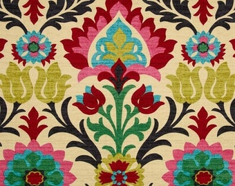 SHIPS SAME DAY Pink Floral Upholstery Fabric by the Yard - Mexican Floral Fabric - Floral Drapery Fabric - Cinco de Mayo Fabric