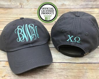 Sorority baseball hat, sorority hat, monogram hat, sorority monogram hat, hat, baseball hat, greek, chi omega, delta zeta, kappa kappa gamma